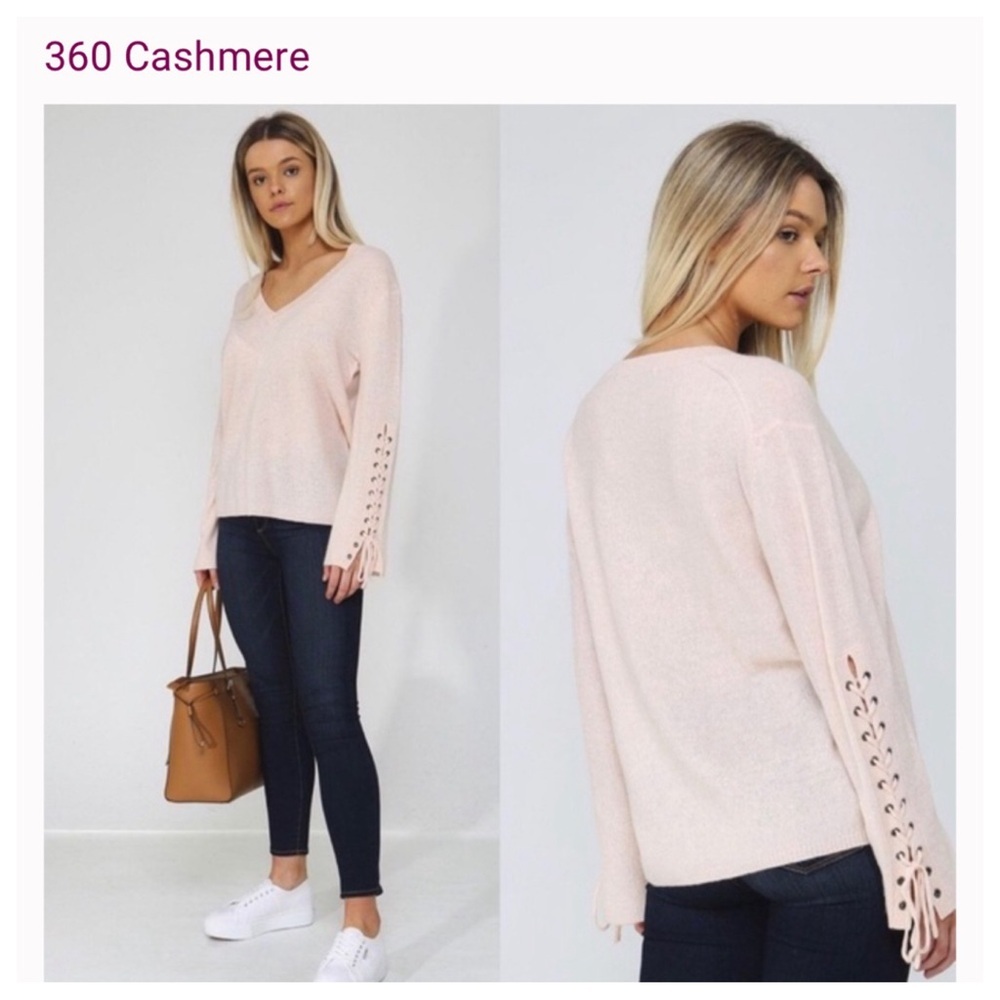 360 Cashmere Numi V-Neck Lace Up Sleeve Sweater